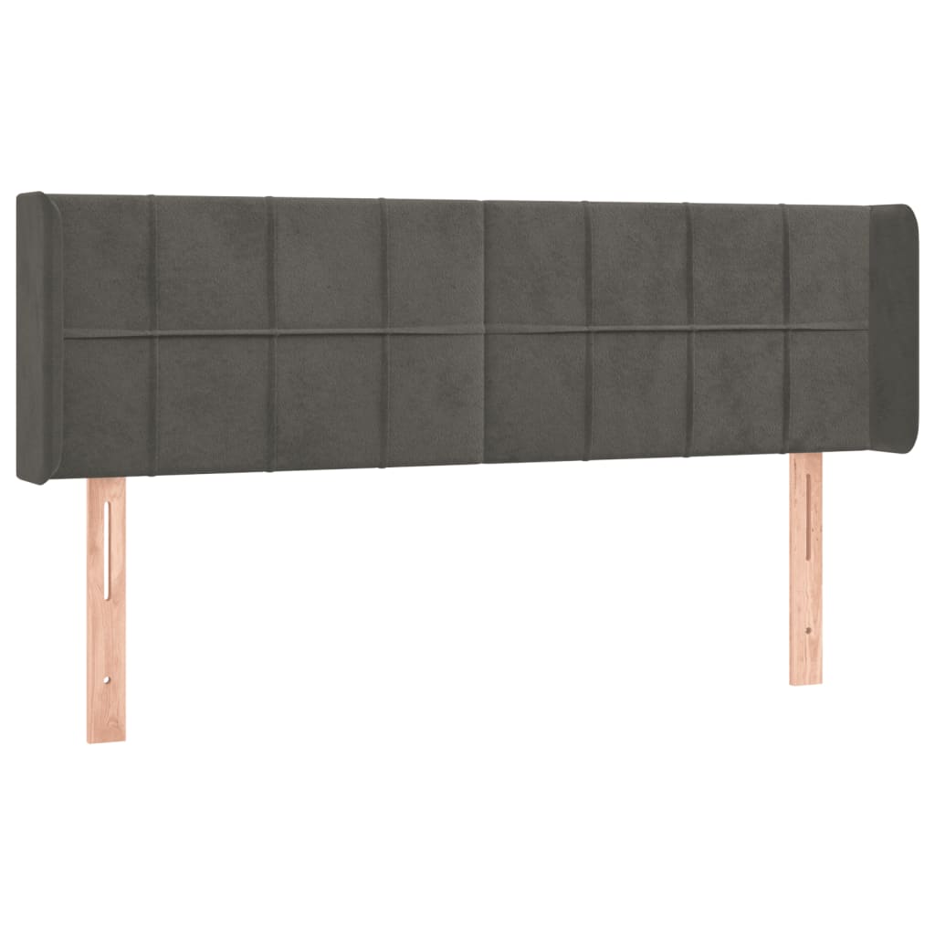 sengegavl med kanter 147x16x78/88 cm fløjl mørkegrå