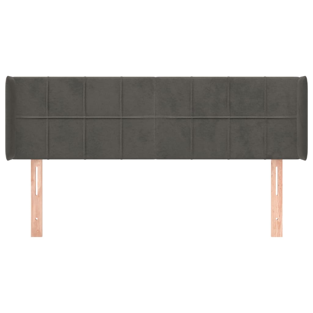 sengegavl med kanter 147x16x78/88 cm fløjl mørkegrå