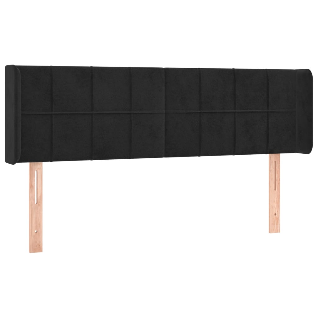 sengegavl med kanter 147x16x78/88 cm fløjl sort