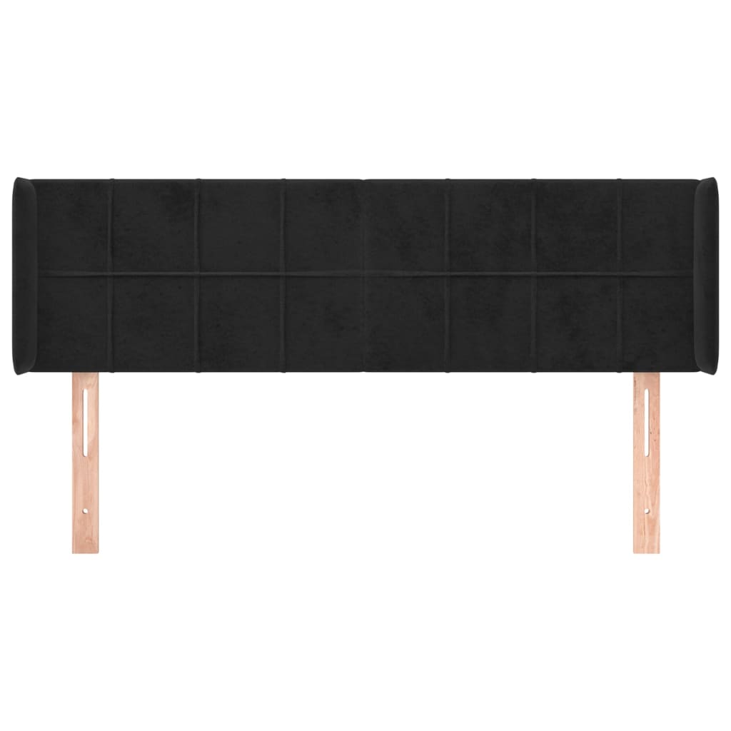 sengegavl med kanter 147x16x78/88 cm fløjl sort
