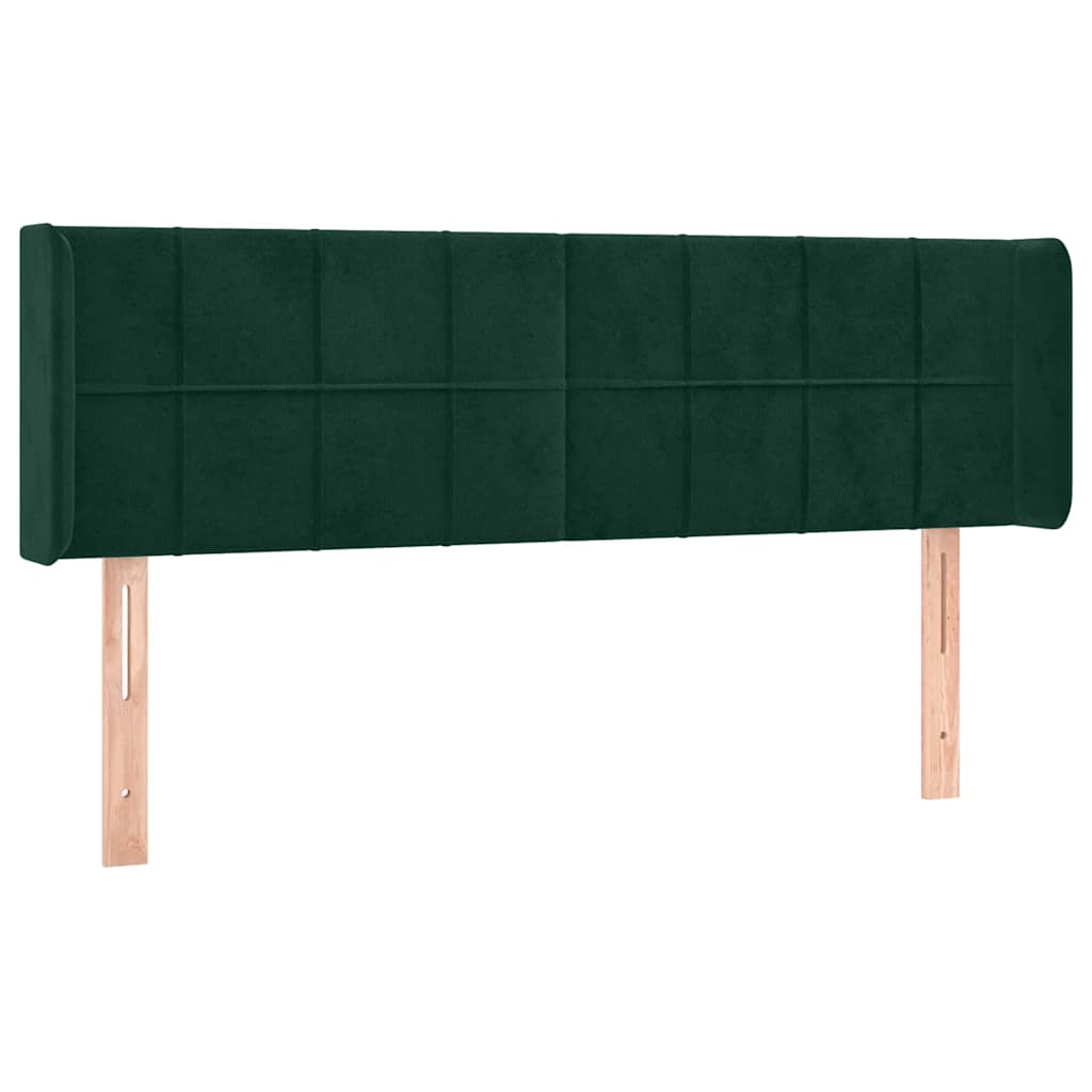 sengegavl med kanter 147x16x78/88 cm fløjl mørkegrøn