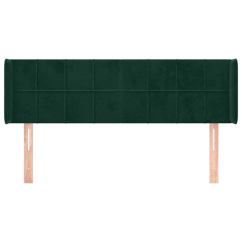 sengegavl med kanter 147x16x78/88 cm fløjl mørkegrøn
