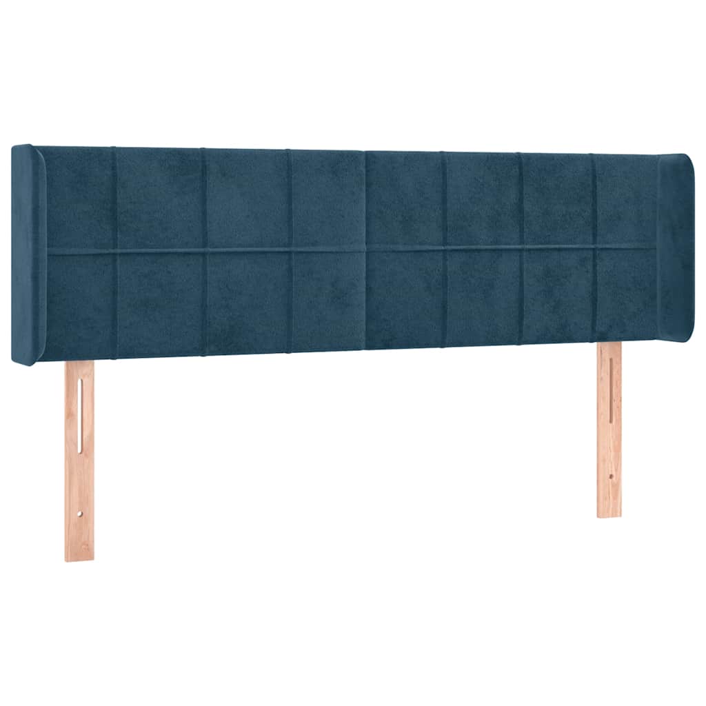 sengegavl med kanter 147x16x78/88 cm fløjl mørkeblå