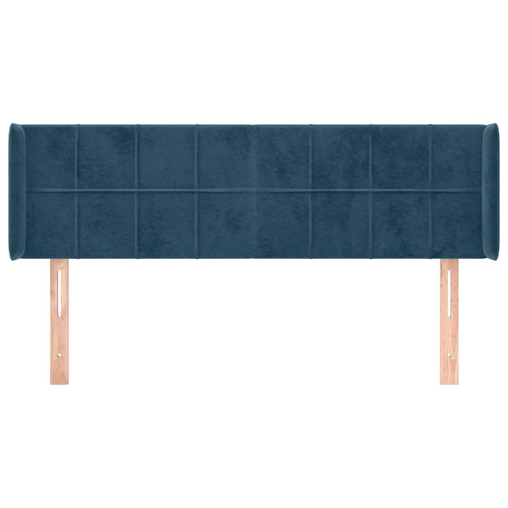 sengegavl med kanter 147x16x78/88 cm fløjl mørkeblå