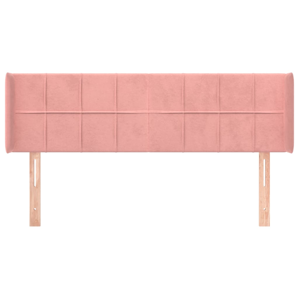 sengegavl med kanter 147x16x78/88 cm fløjl lyserød