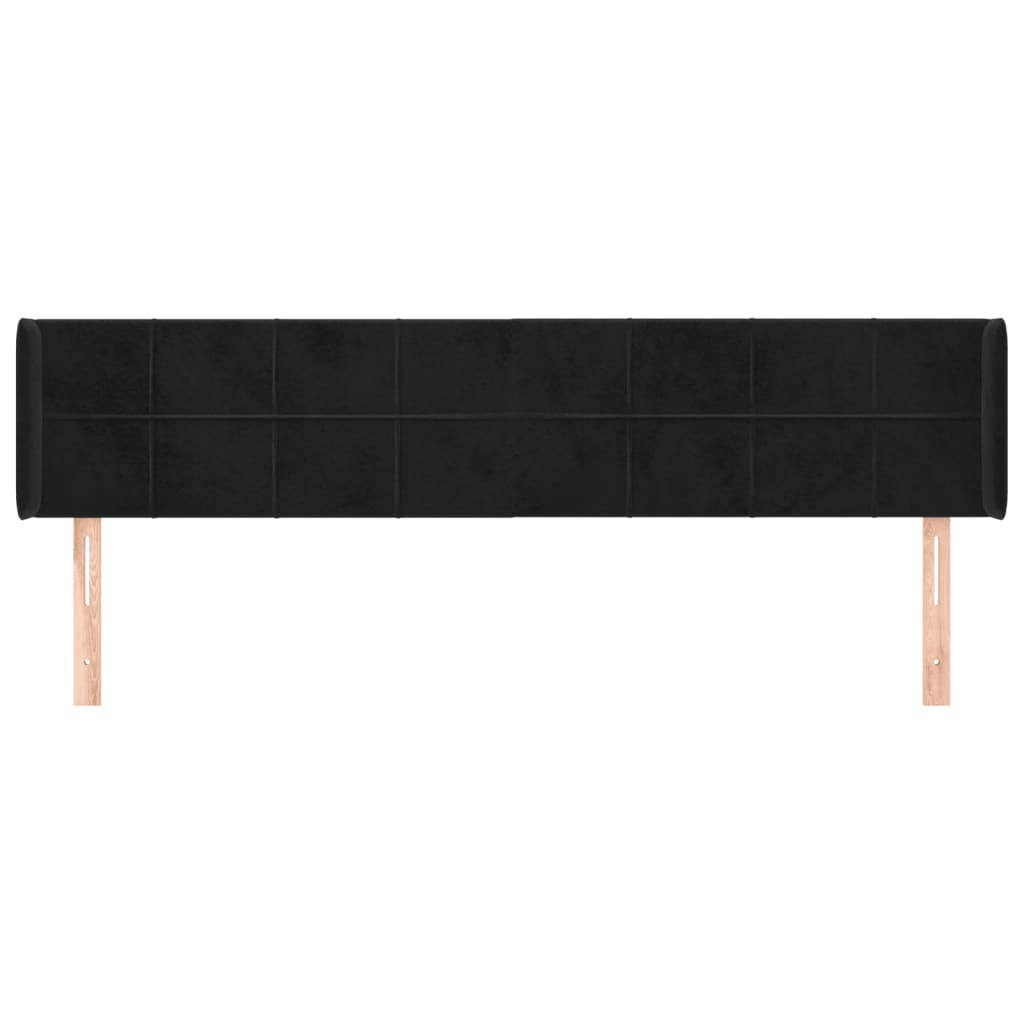 sengegavl med kanter 163x16x78/88 cm fløjl sort
