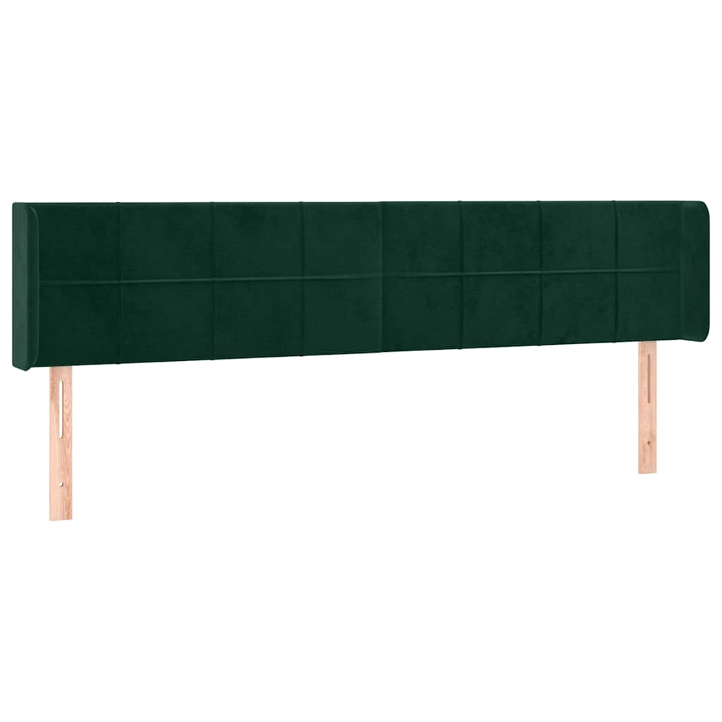 sengegavl med kanter 163x16x78/88 cm fløjl mørkegrøn
