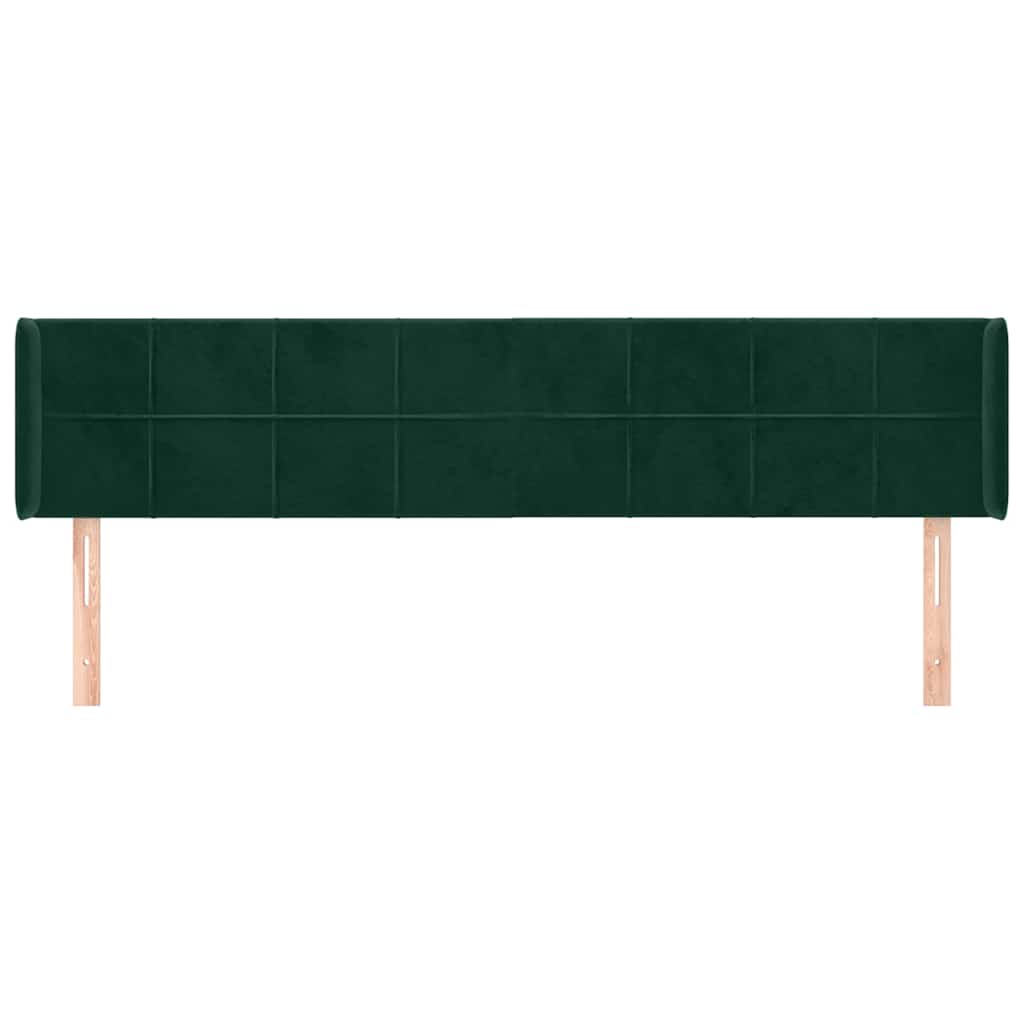 sengegavl med kanter 163x16x78/88 cm fløjl mørkegrøn