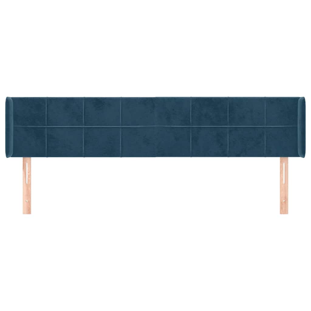 sengegavl med kanter 163x16x78/88 cm fløjl mørkeblå