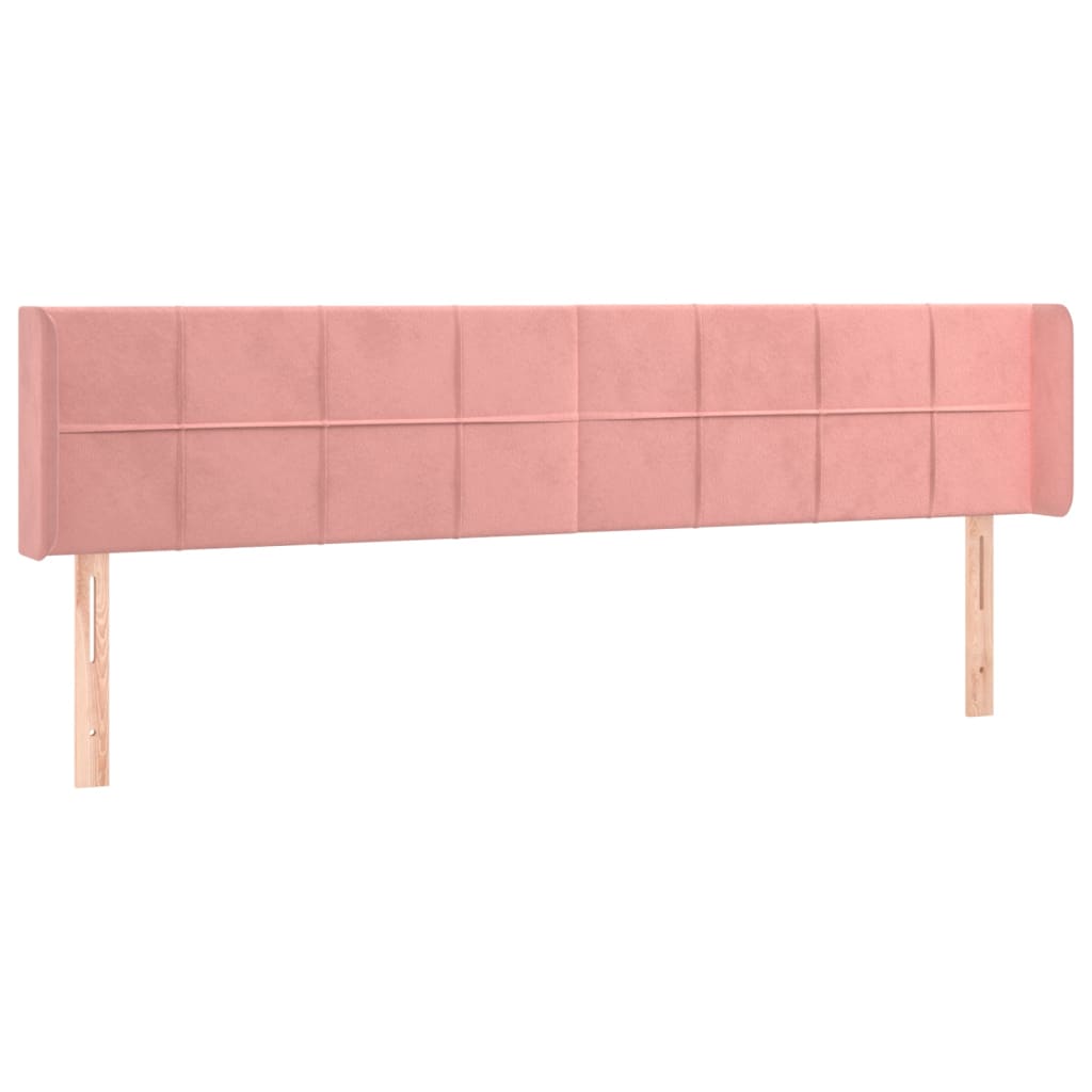 sengegavl med kanter 163x16x78/88 cm fløjl lyserød