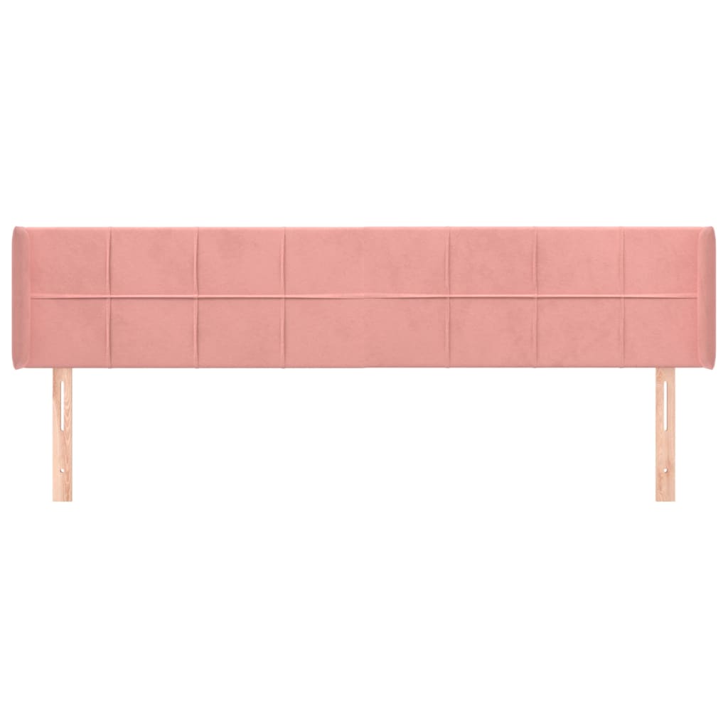 sengegavl med kanter 163x16x78/88 cm fløjl lyserød