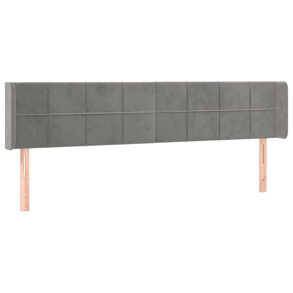 sengegavl med kanter 183x16x78/88 cm fløjl lysegrå