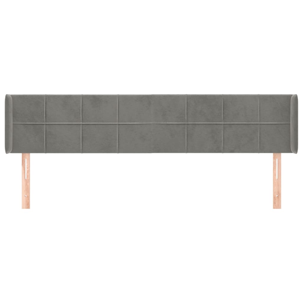 sengegavl med kanter 183x16x78/88 cm fløjl lysegrå