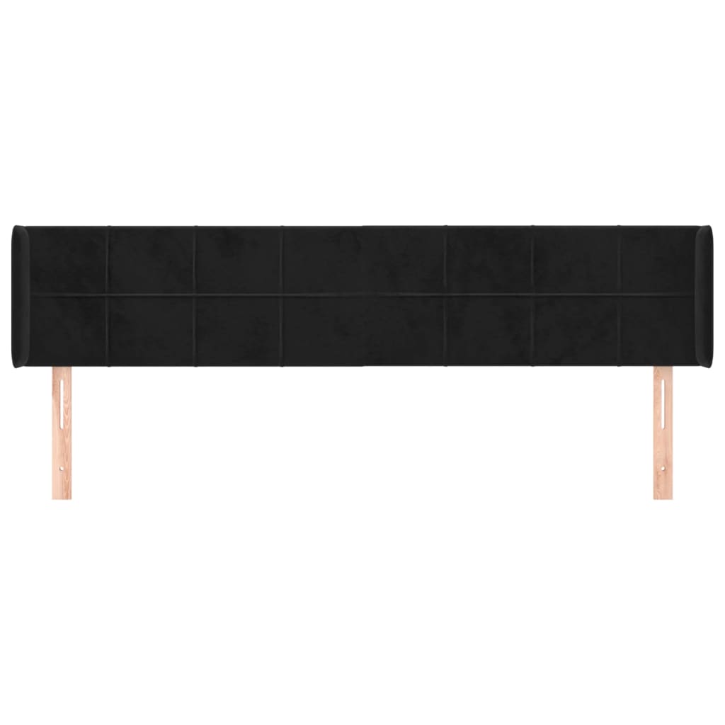 sengegavl med kanter 183x16x78/88 cm fløjl sort