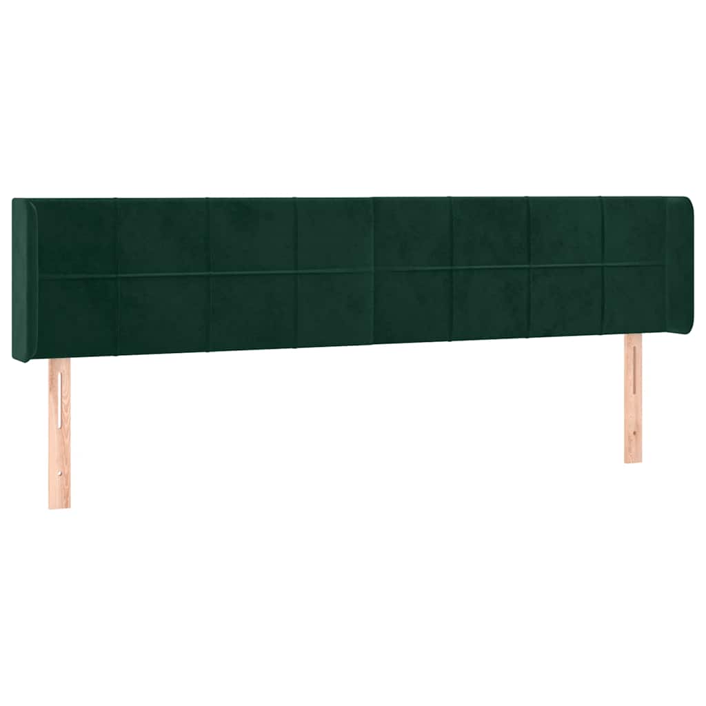 sengegavl med kanter 183x16x78/88 cm fløjl mørkegrøn