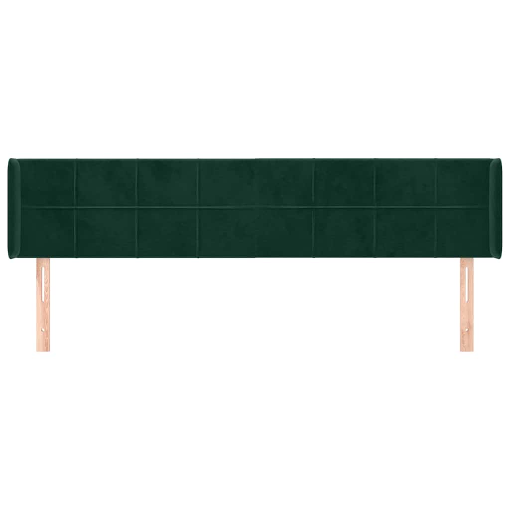 sengegavl med kanter 183x16x78/88 cm fløjl mørkegrøn
