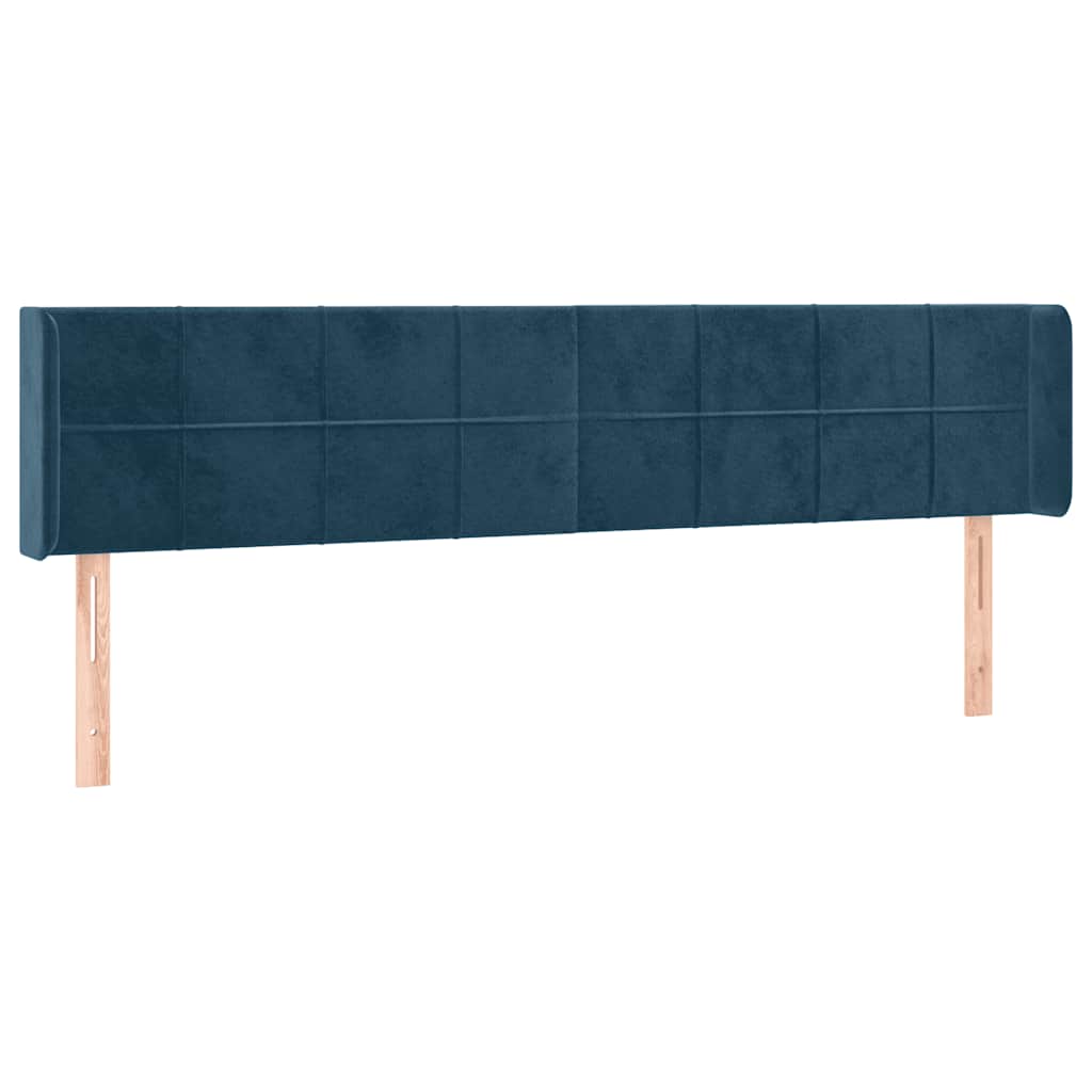 sengegavl med kanter 183x16x78/88 cm fløjl mørkeblå