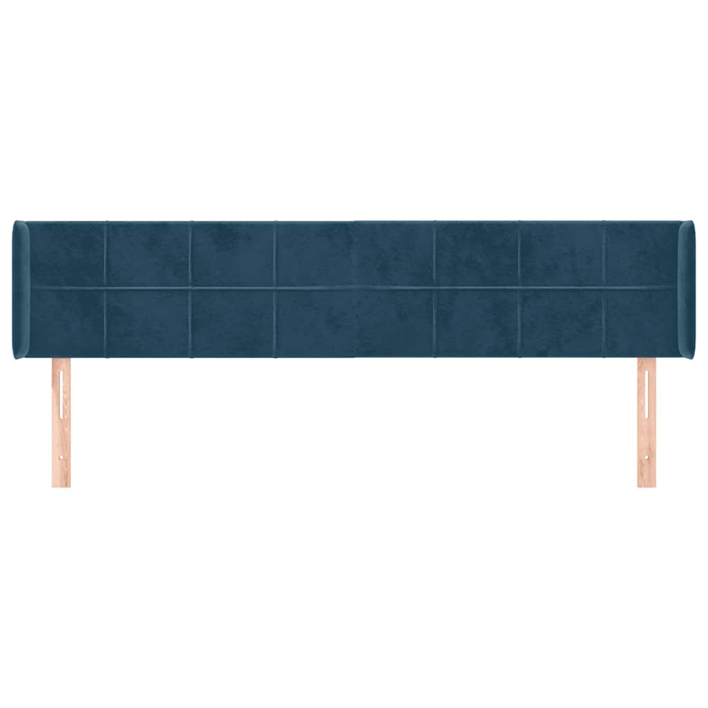 sengegavl med kanter 183x16x78/88 cm fløjl mørkeblå