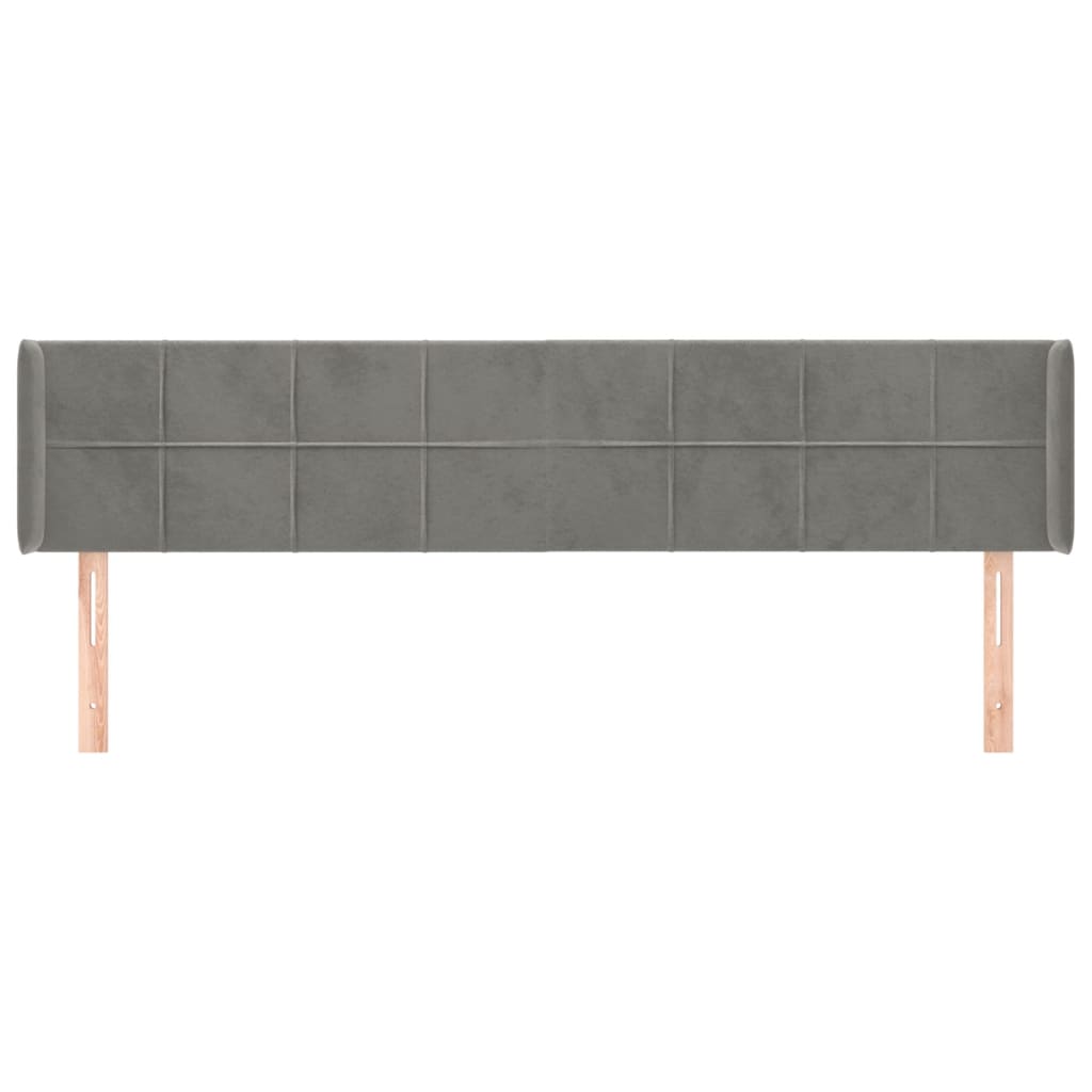 sengegavl med kanter 203x16x78/88 cm fløjl lysegrå