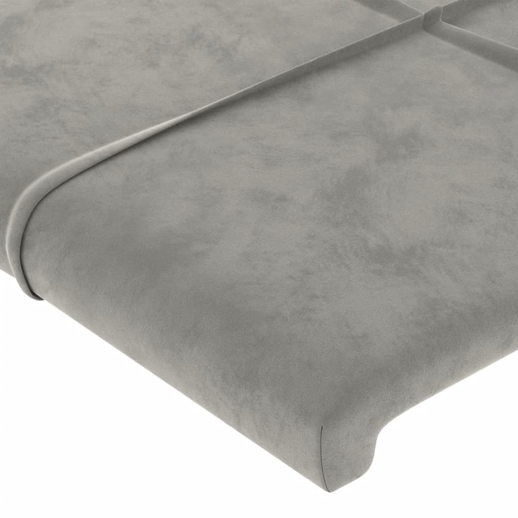 sengegavl med kanter 203x16x78/88 cm fløjl lysegrå