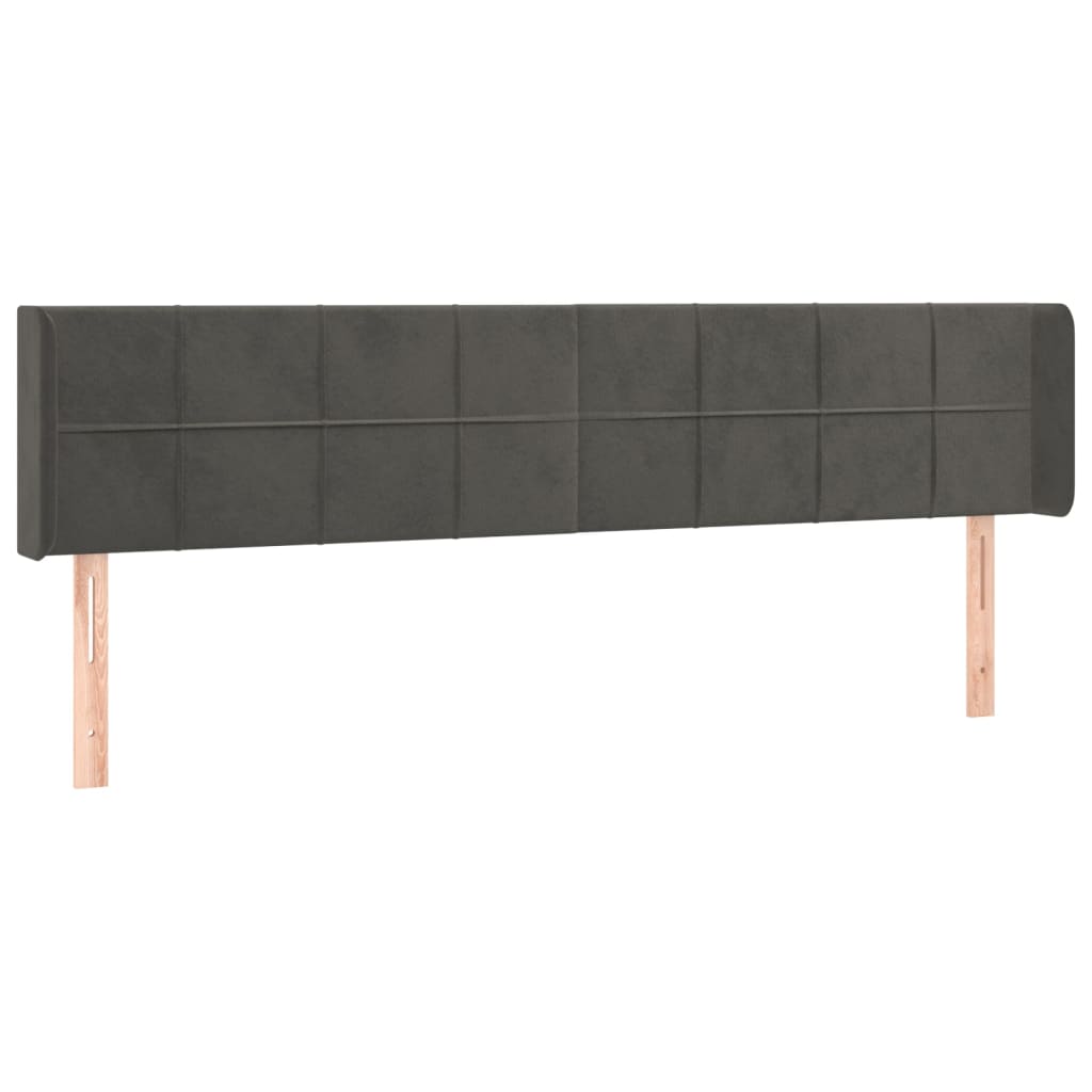 sengegavl med kanter 203x16x78/88 cm fløjl mørkegrå