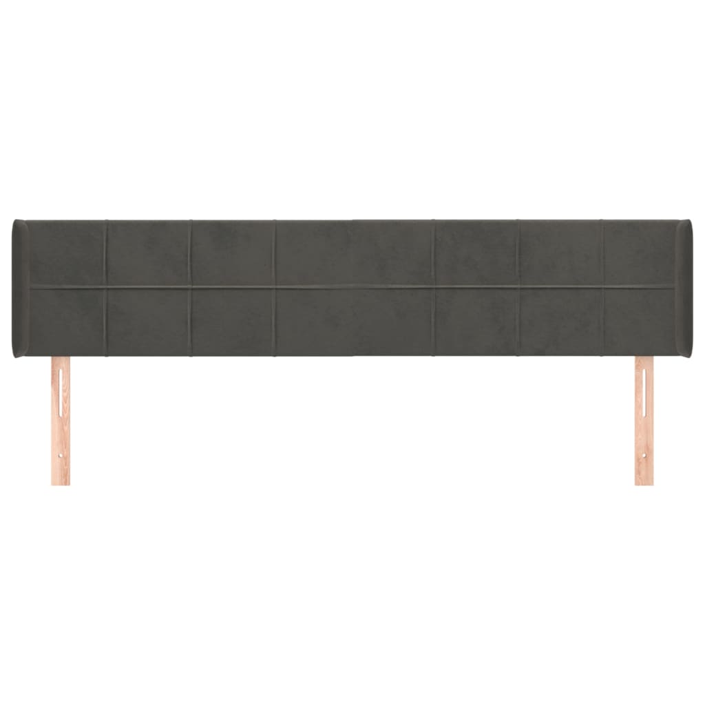 sengegavl med kanter 203x16x78/88 cm fløjl mørkegrå