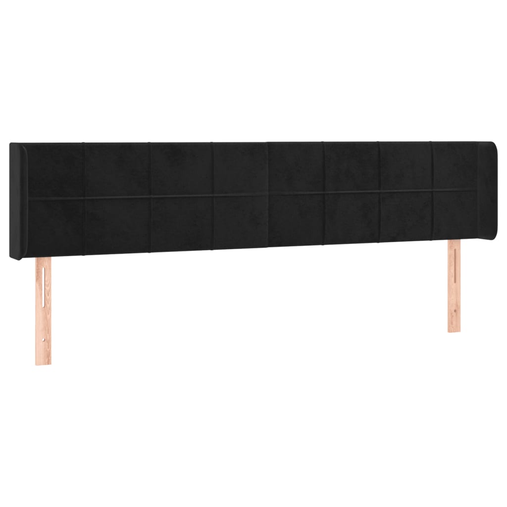 sengegavl med kanter 203x16x78/88 cm fløjl sort