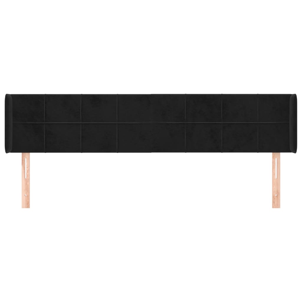 sengegavl med kanter 203x16x78/88 cm fløjl sort