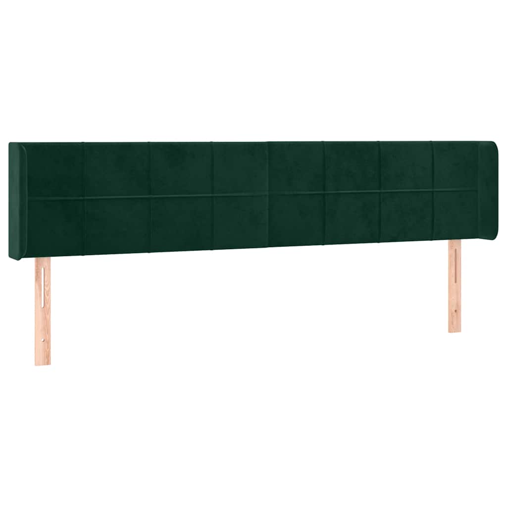 sengegavl med kanter 203x16x78/88 cm fløjl mørkegrøn