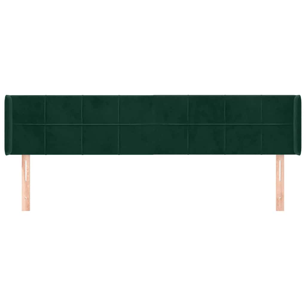 sengegavl med kanter 203x16x78/88 cm fløjl mørkegrøn