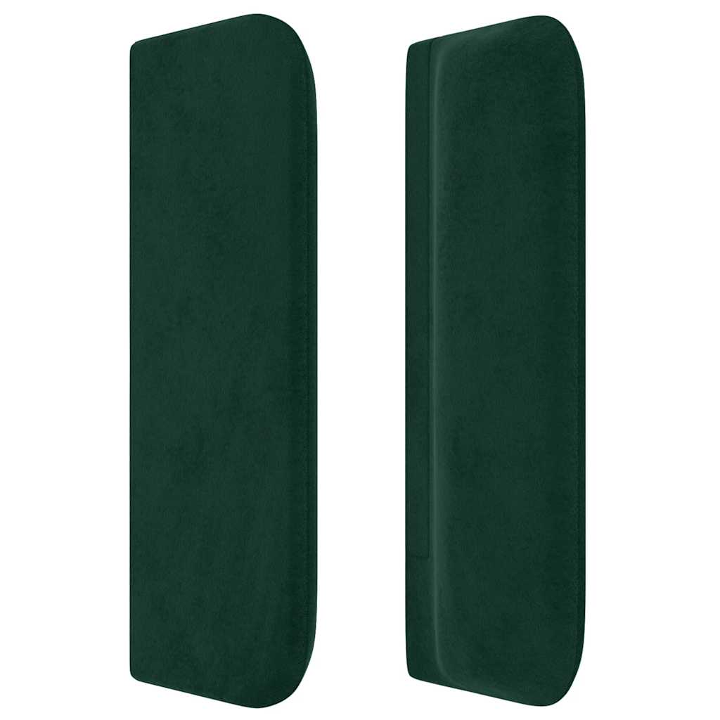 sengegavl med kanter 203x16x78/88 cm fløjl mørkegrøn