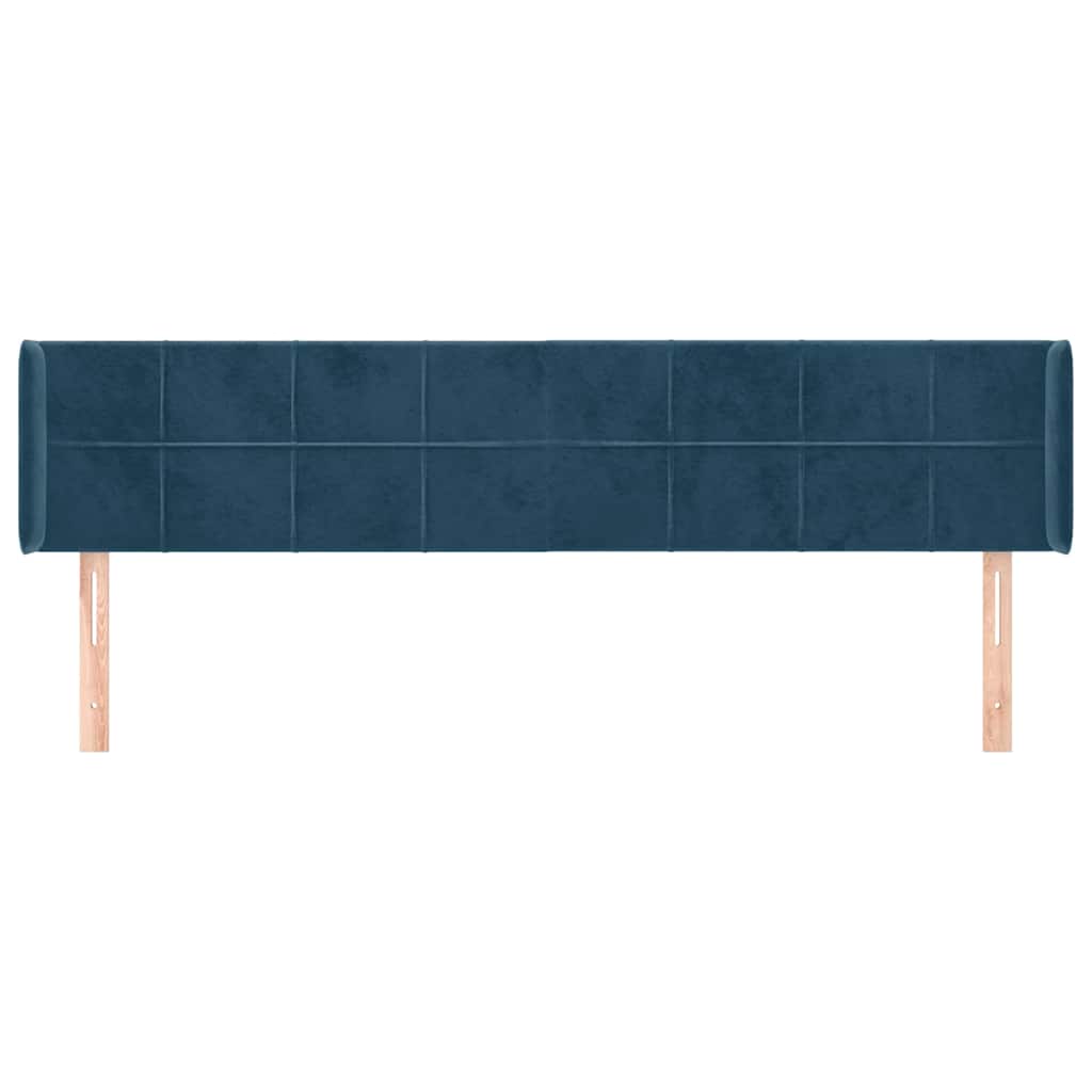 sengegavl med kanter 203x16x78/88 cm fløjl mørkeblå