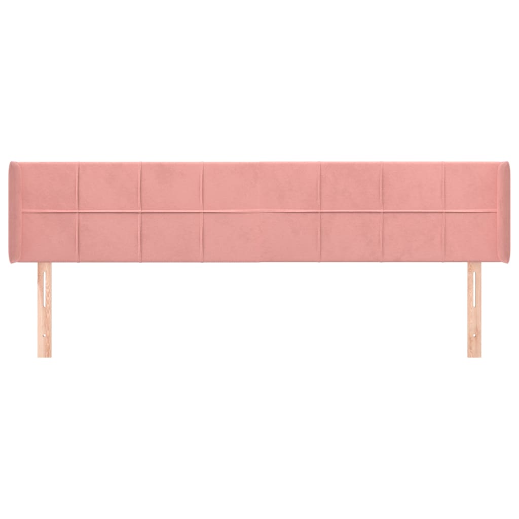 sengegavl med kanter 203x16x78/88 cm fløjl lyserød