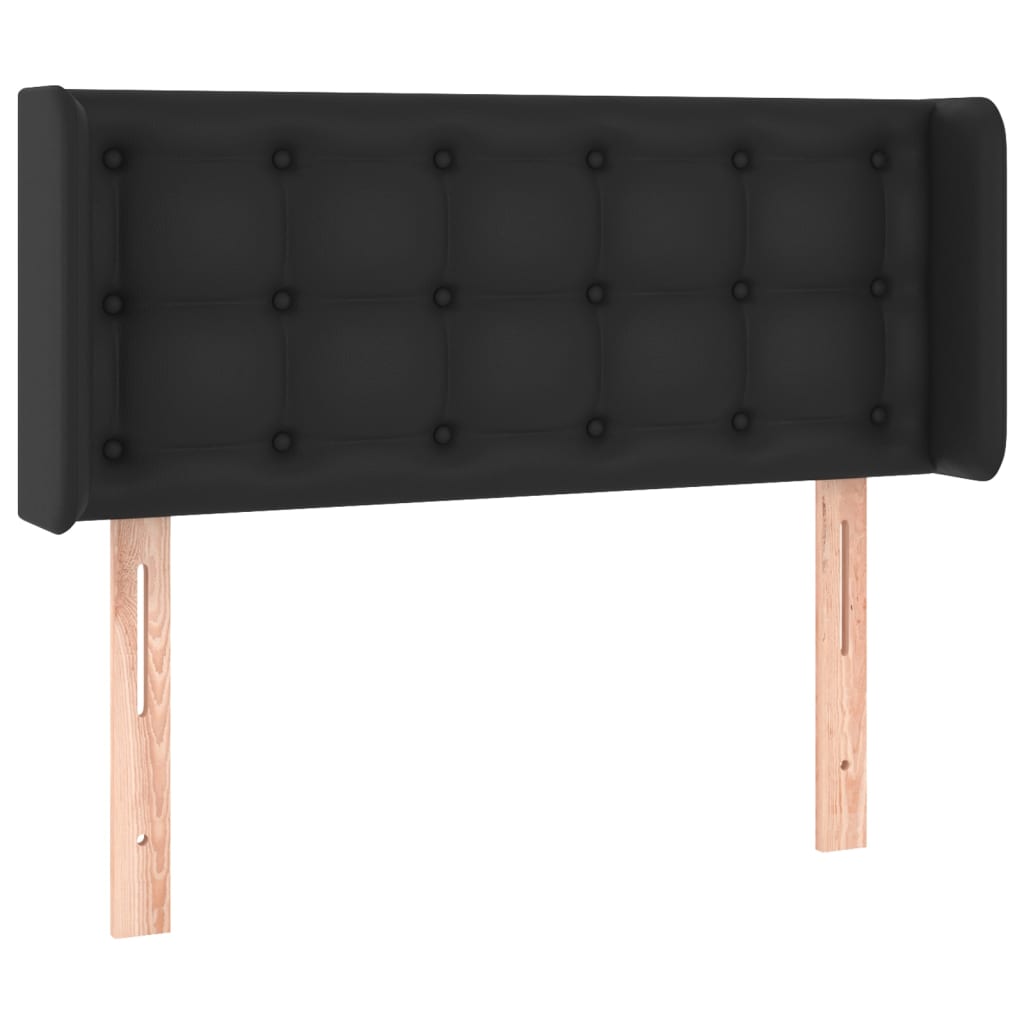 sengegavl med kanter 83x16x78/88 cm kunstlæder sort