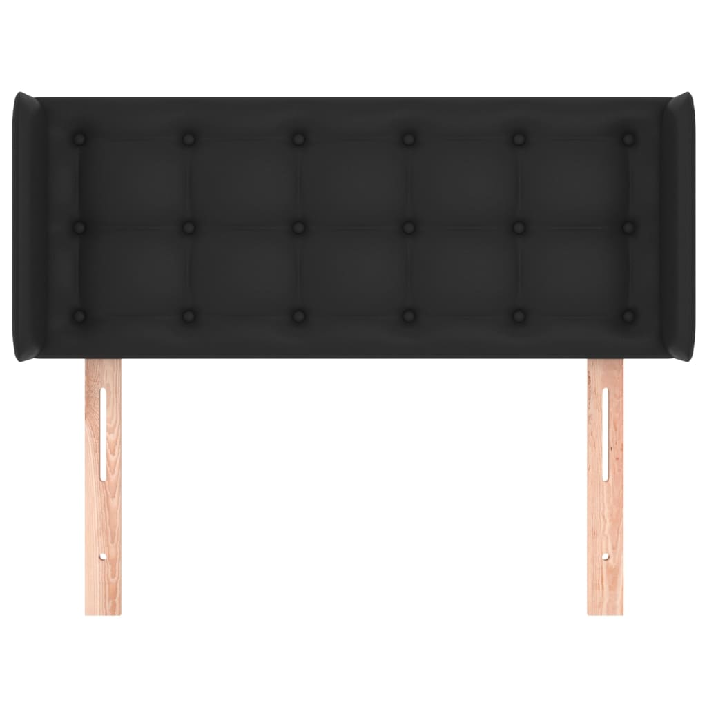 sengegavl med kanter 83x16x78/88 cm kunstlæder sort