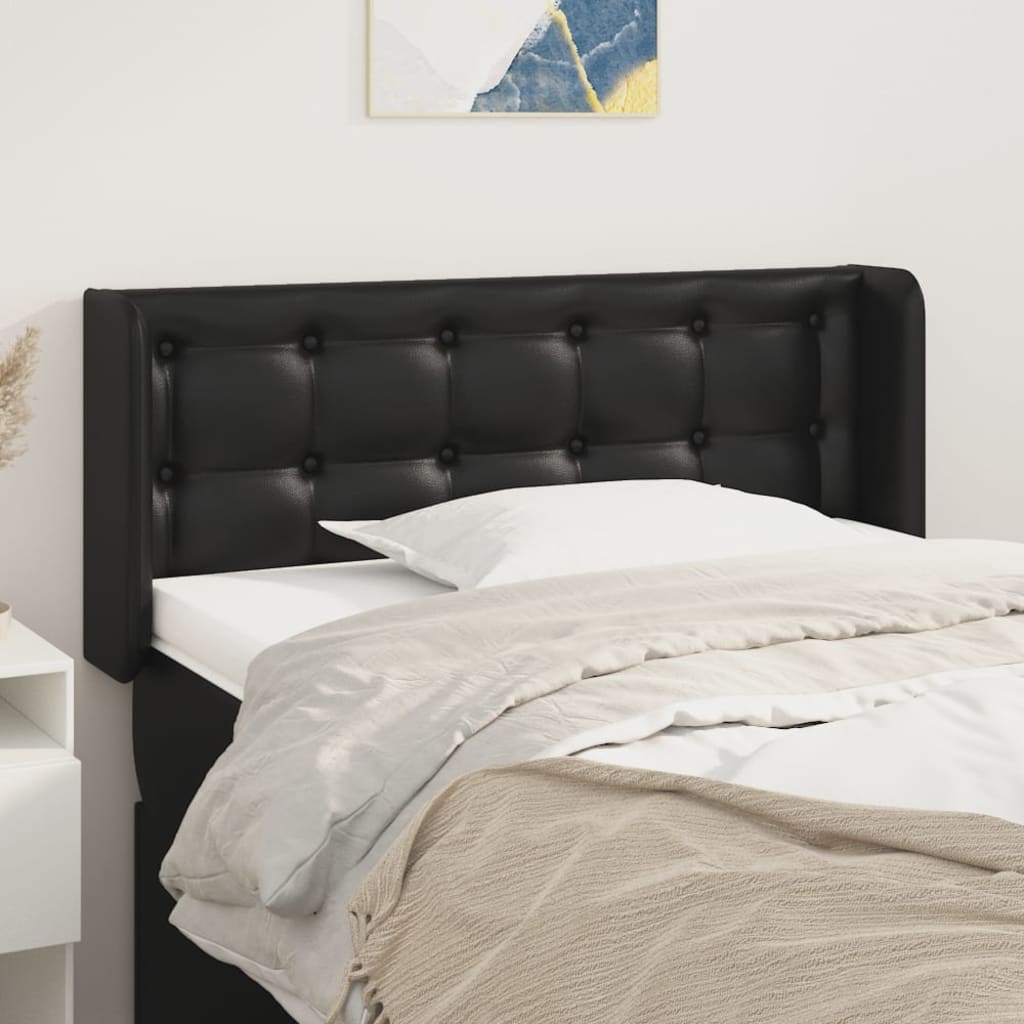 sengegavl med kanter 83x16x78/88 cm kunstlæder sort