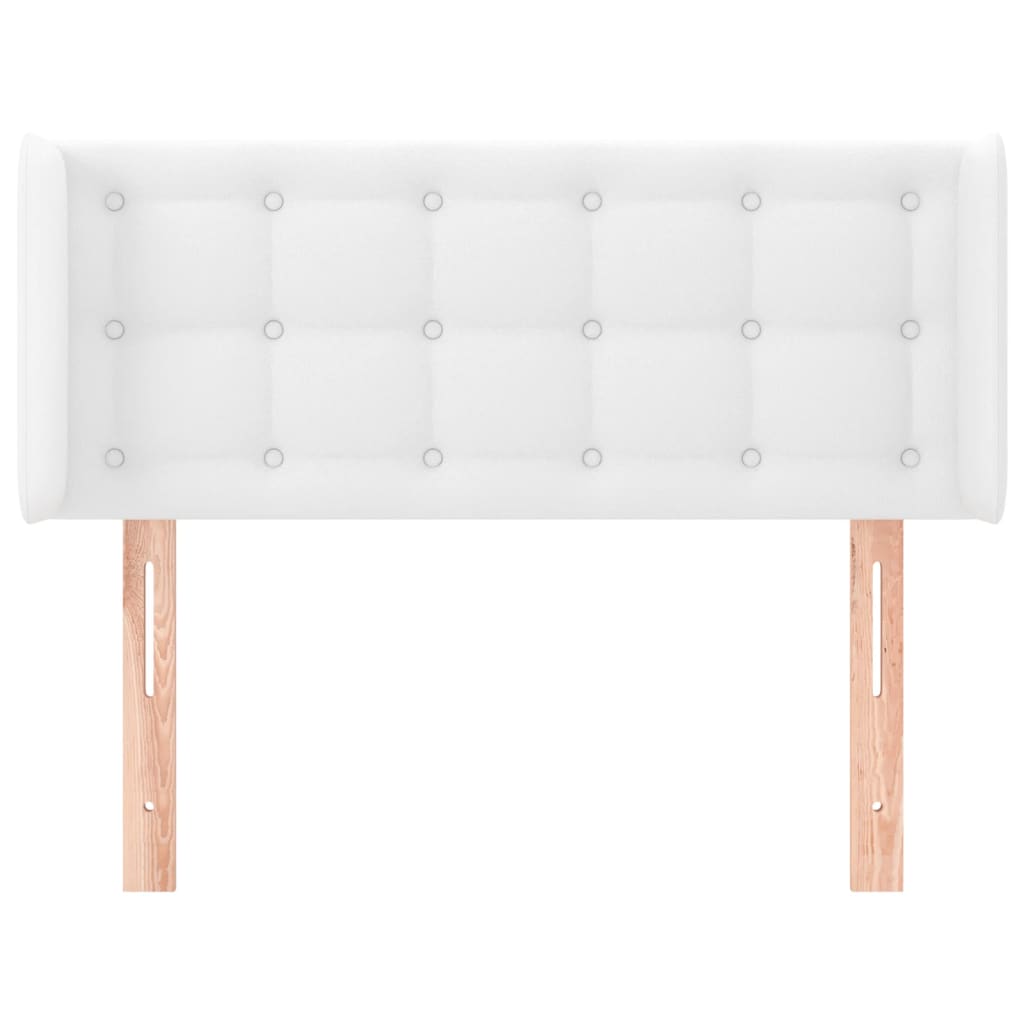 sengegavl med kanter 83x16x78/88 cm kunstlæder hvid