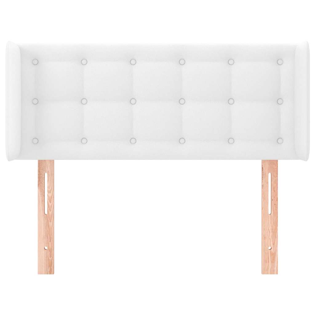sengegavl med kanter 93x16x78/88 cm kunstlæder hvid