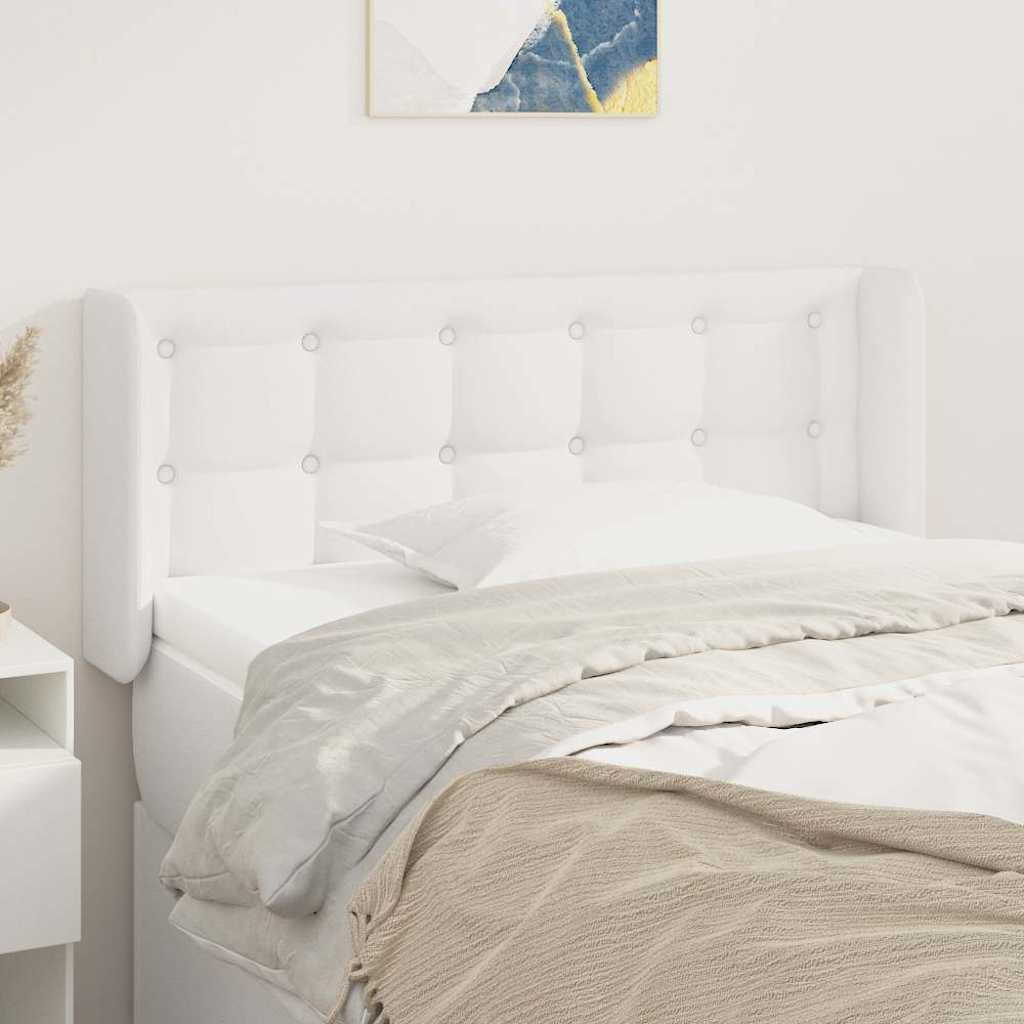 sengegavl med kanter 93x16x78/88 cm kunstlæder hvid