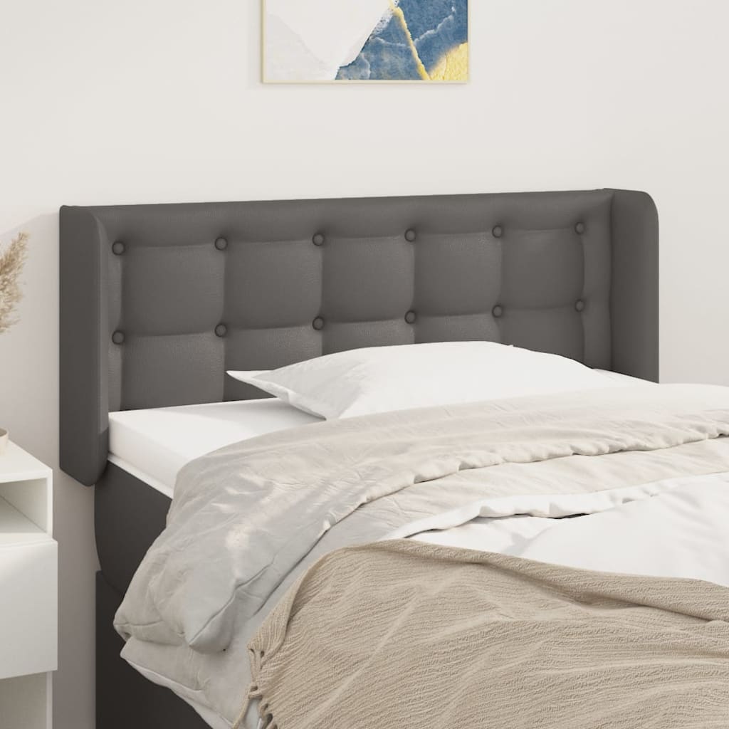 sengegavl med kanter 93x16x78/88 cm kunstlæder grå