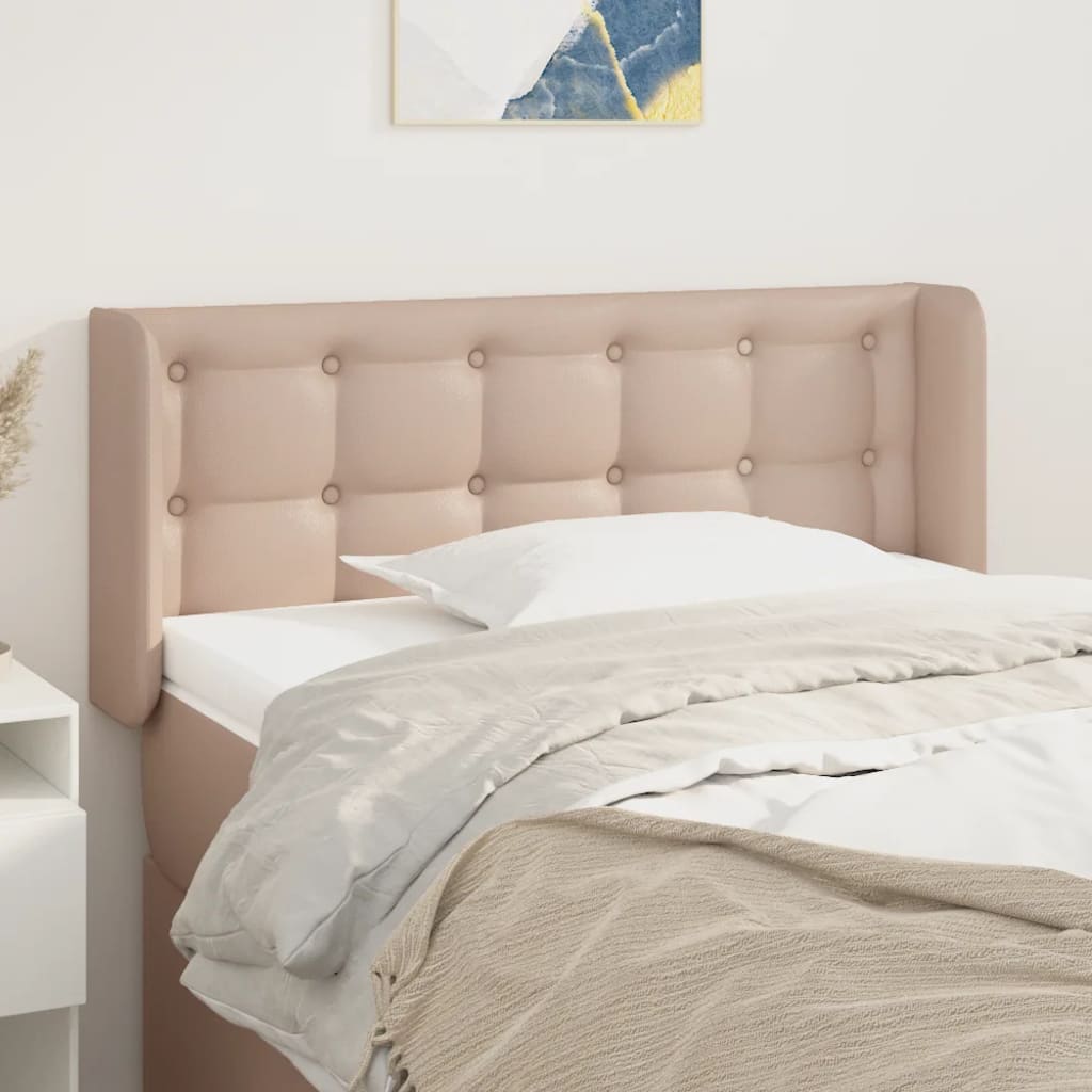 sengegavl med kanter 93x16x78/88 cm kunstlæder cappuccino