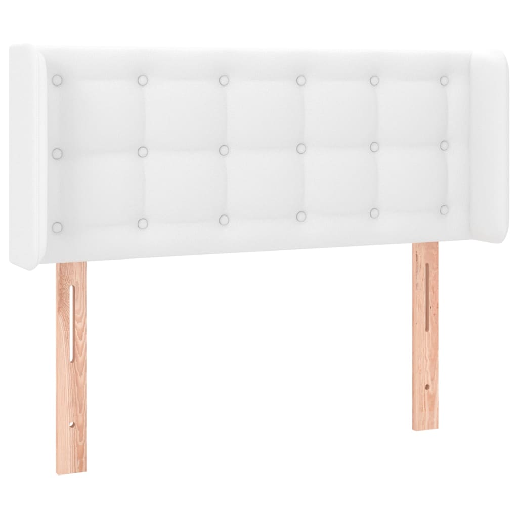 sengegavl med kanter 103x16x78/88 cm kunstlæder hvid