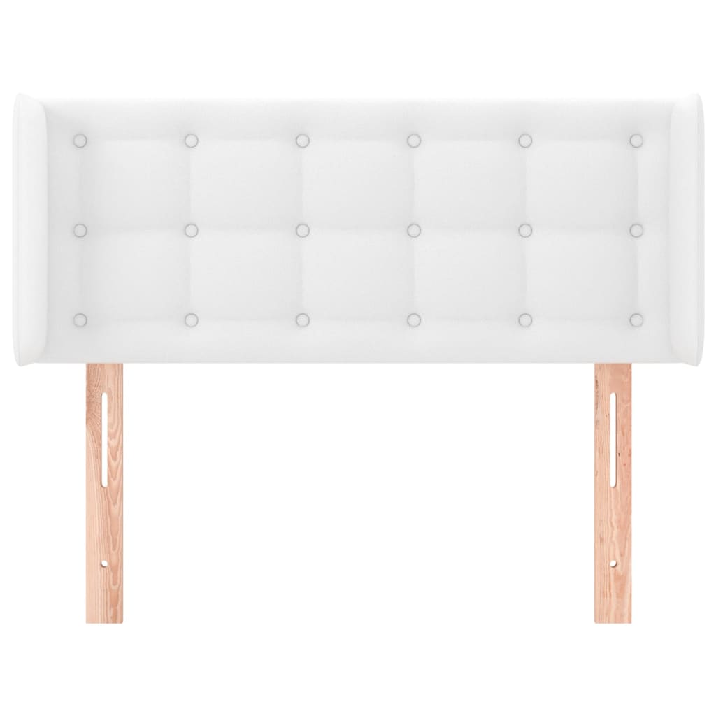 sengegavl med kanter 103x16x78/88 cm kunstlæder hvid