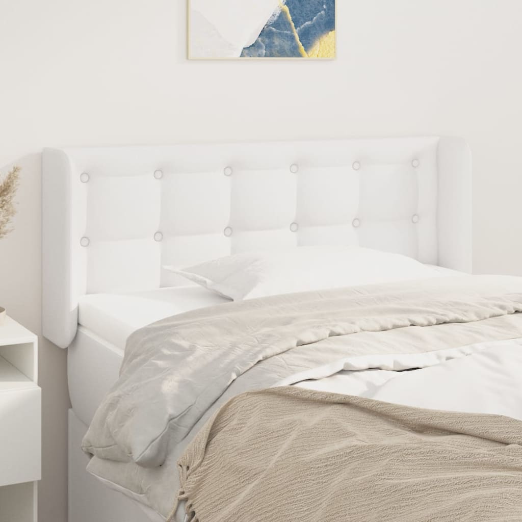 sengegavl med kanter 103x16x78/88 cm kunstlæder hvid