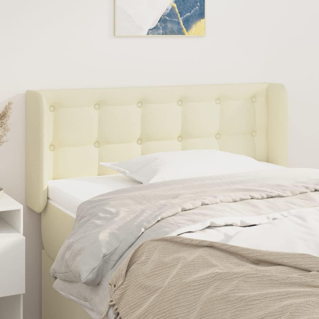 sengegavl med kanter 103x16x78/88 cm kunstlæder cremefarvet