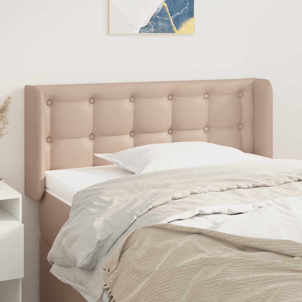sengegavl med kanter 103x16x78/88 cm kunstlæder cappuccino