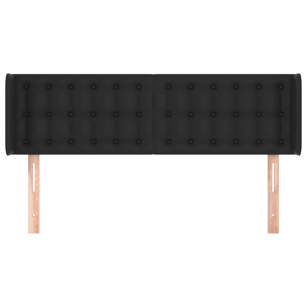 sengegavl med kanter 147x16x78/88 cm kunstlæder sort