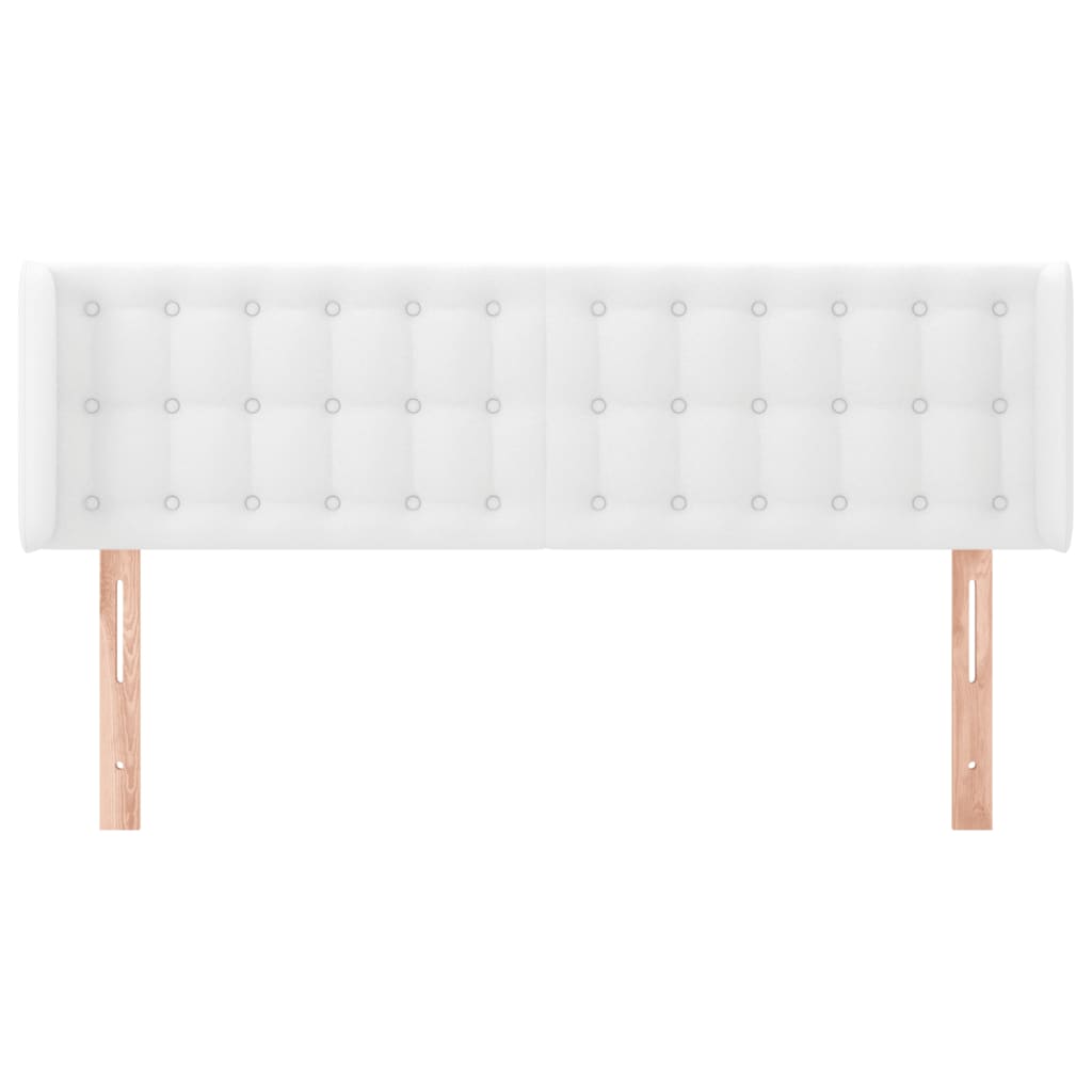 sengegavl med kanter 147x16x78/88 cm kunstlæder hvid