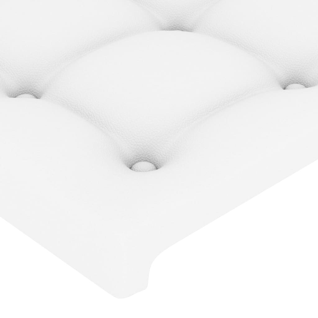 sengegavl med kanter 147x16x78/88 cm kunstlæder hvid