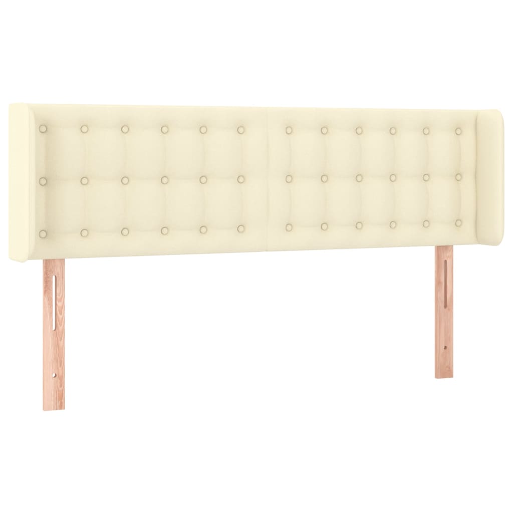 sengegavl med kanter 147x16x78/88 cm kunstlæder cremefarvet